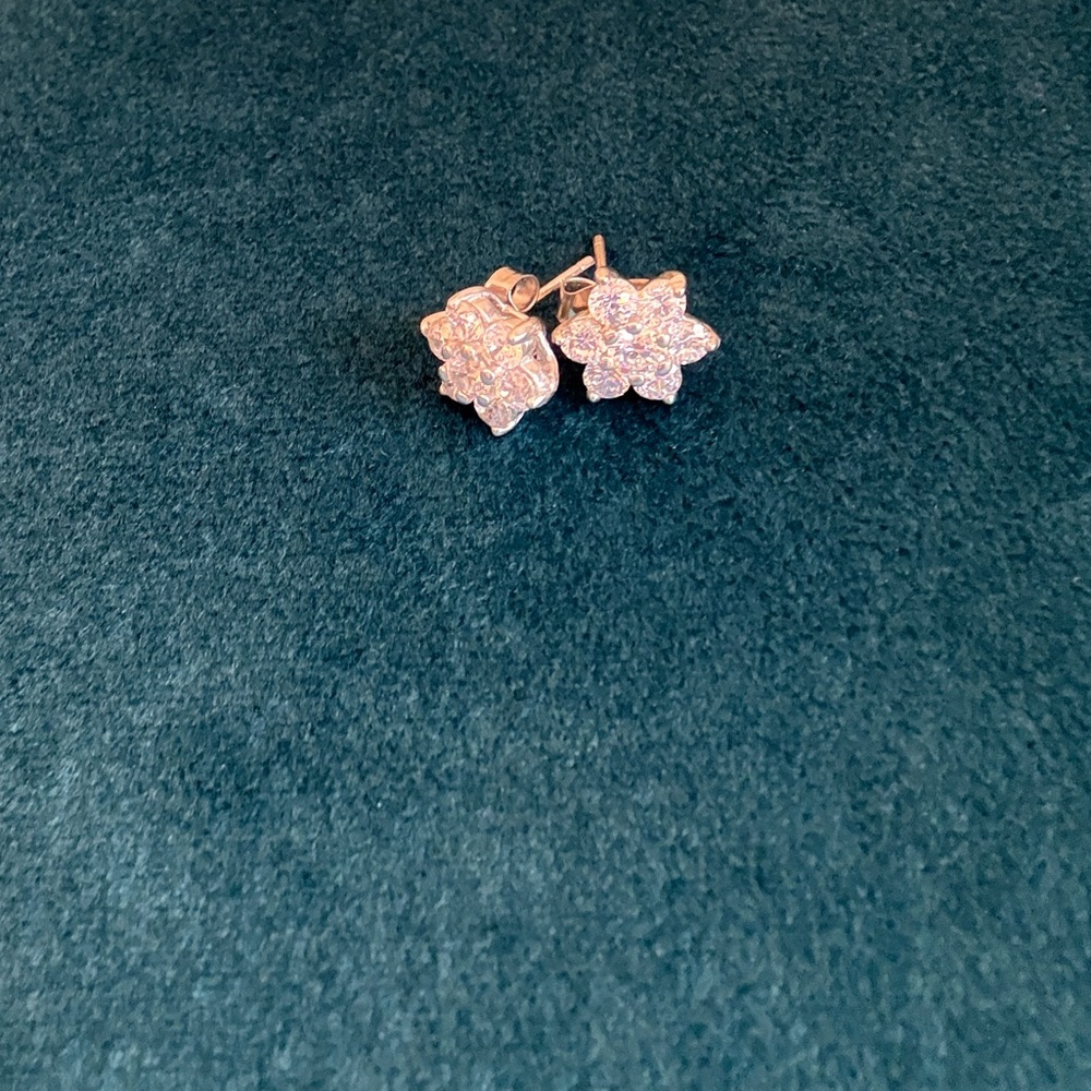 Lab Created Diamond Sparkling Floral Earrings